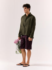 Dark Olive Gauze Holiday Shirt